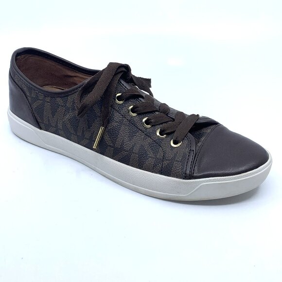 Michael Kors Womens Logo City Sneakers Shoes Brown Size 9.5M 001109 Lace Up - Picture 5 of 15